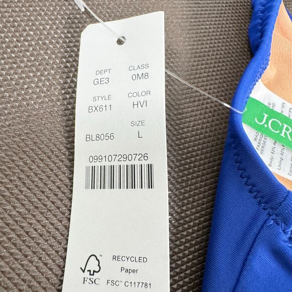 NWT J.Crew Women's Blue Solid Comfortable Heritage Scoopneck Bikini Top Size L - Picture 5 of 6
